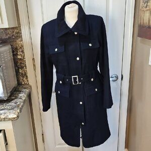 Centigrade Navy Belted Trench Coat Size Extra Small Xs